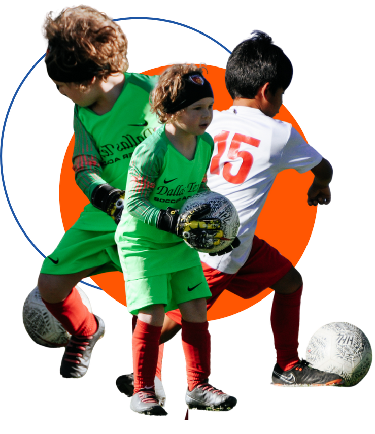 Young players competing for the ball
